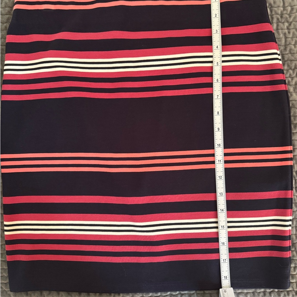 LOFT Factory Pink and Navy Striped Skirt - Elastic Waist NWT - Picture 2 of 5